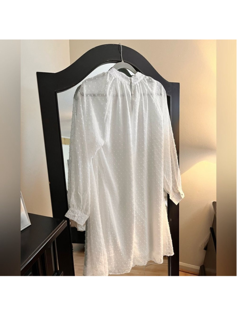NEW BBX LEPHSNT Dress Swiss Dot L/S Flowy Chiffon Casual Mini M